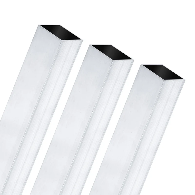 3Pcs 300mm 6063 Aluminum Square Tube, 15x15x1mm Straight Pipe Tubing for Frame