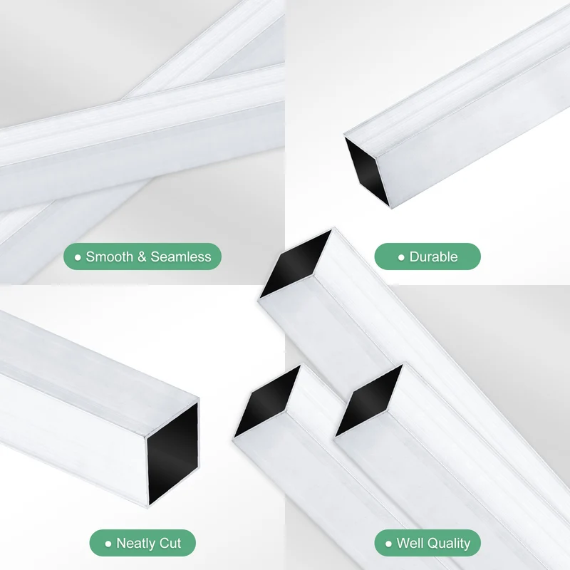 3Pcs 300mm 6063 Aluminum Square Tube, 15x15x1mm Straight Pipe Tubing for Frame