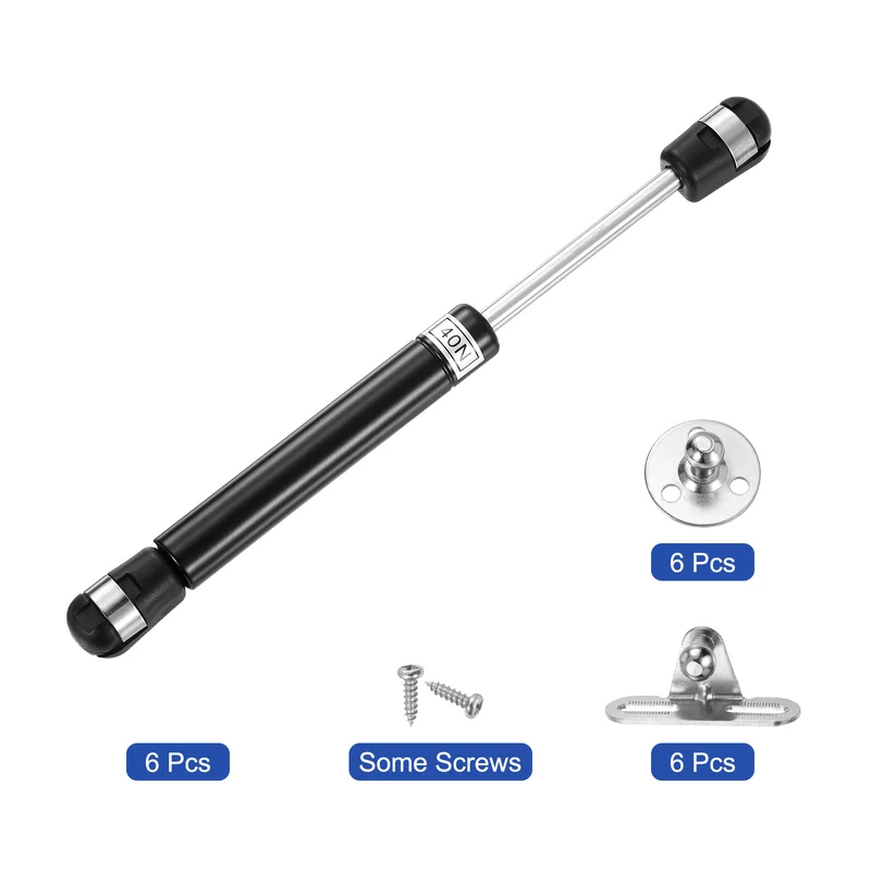 8 Inch 40N/9lb Gas Shock Strut Lift Support, (Black, Set of 6)