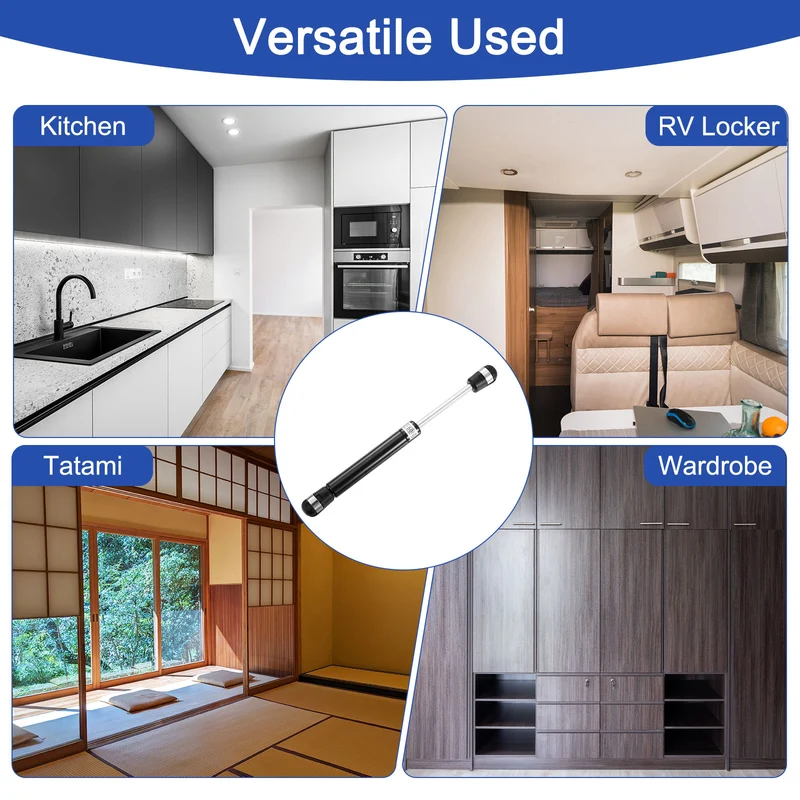 8 Inch 150N/33lb Gas Shock Strut Lift Support, (Black, Set of 6)