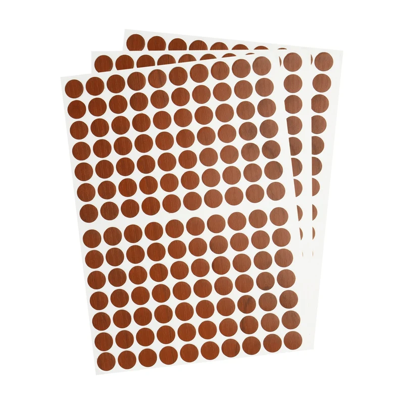 3 Sheet/420Pcs 12mm Dia Screw Hole Cover Stickers Dark Brown