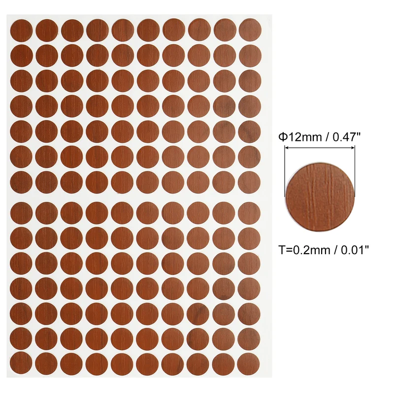 3 Sheet/420Pcs 12mm Dia Screw Hole Cover Stickers Dark Brown