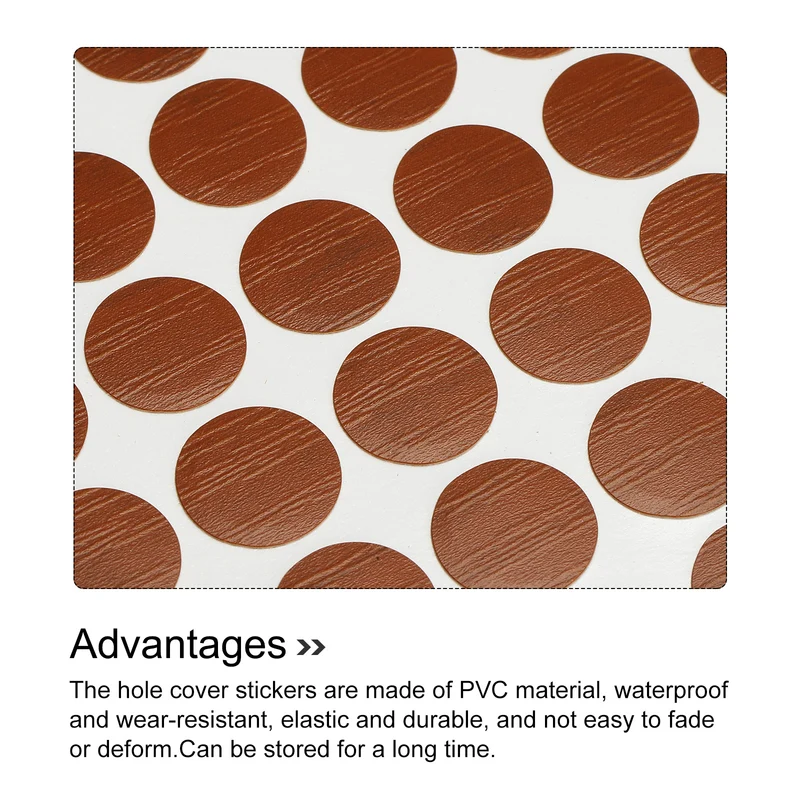 3 Sheet/420Pcs 12mm Dia Screw Hole Cover Stickers Dark Brown