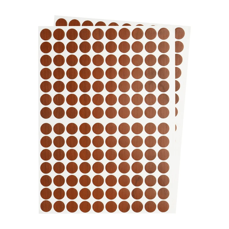 2 Sheet/280Pcs 12mm Dia Screw Hole Cover Stickers Dark Brown
