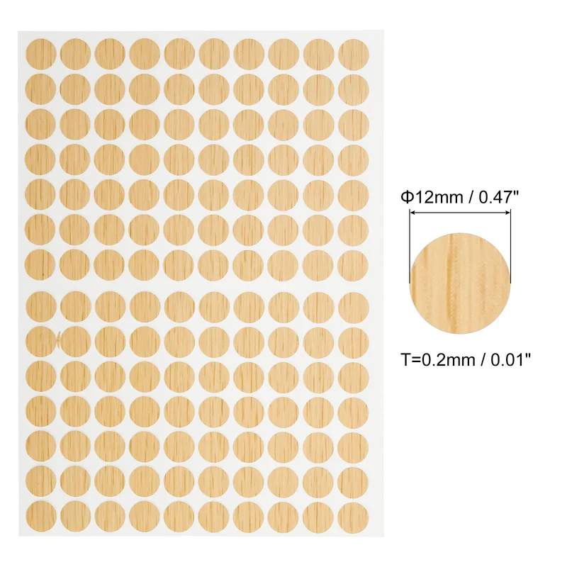 2 Sheet/280Pcs 12mm Dia Screw Hole Cover Stickers Khaki