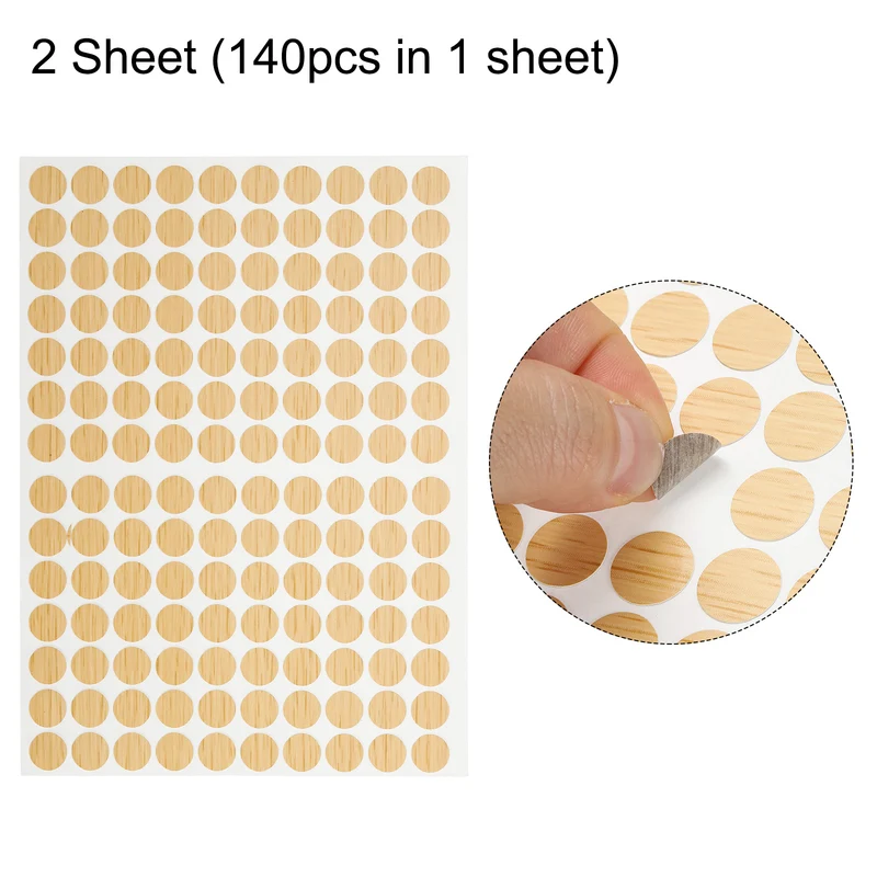 2 Sheet/280Pcs 12mm Dia Screw Hole Cover Stickers Khaki