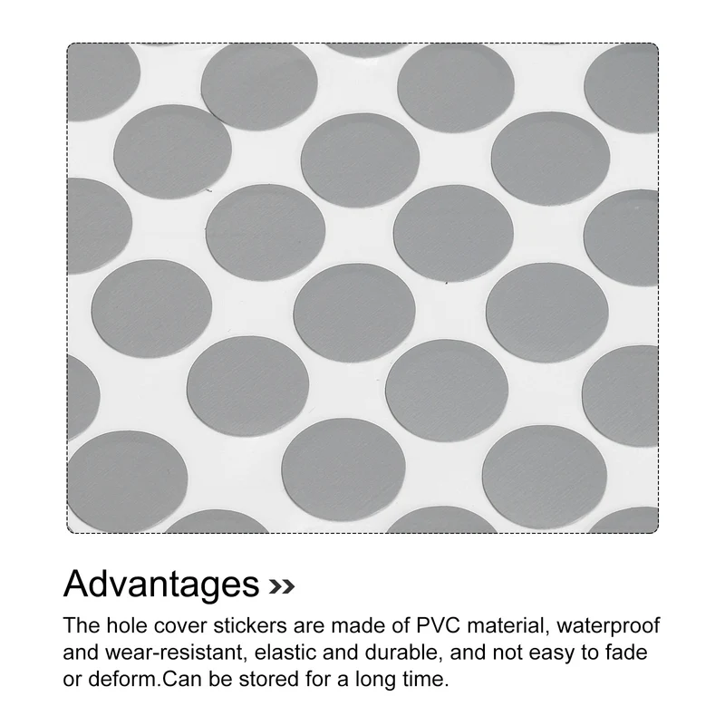 4 Sheet/560Pcs 12mm Dia Screw Hole Cover Stickers Gray