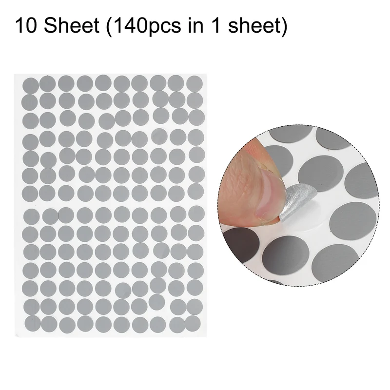 10 Sheet/1400Pcs 12mm Dia Screw Hole Cover Stickers Gray