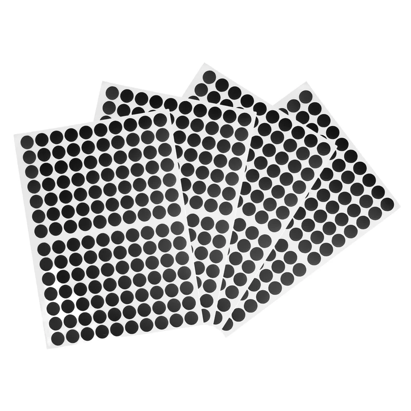 4 Sheet/560Pcs 12mm Dia Screw Hole Cover Stickers Black