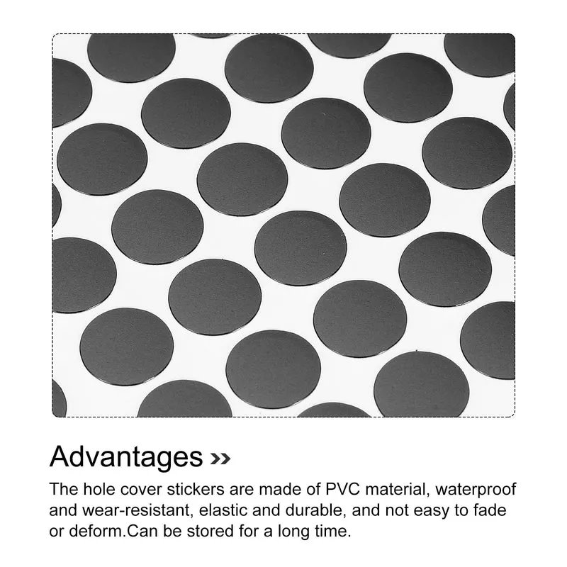 4 Sheet/560Pcs 12mm Dia Screw Hole Cover Stickers Black
