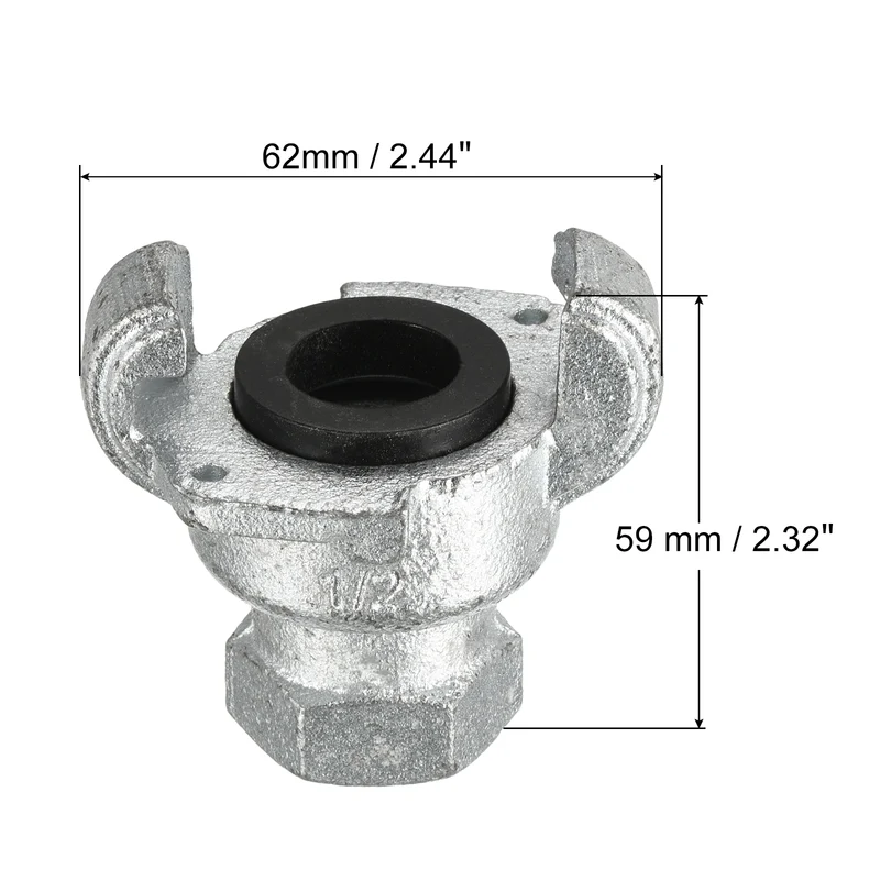 Air Hose Coupling Fitting, Malleable Cast Iron Female Thread Claw Quick Connector for Air Water Pipe