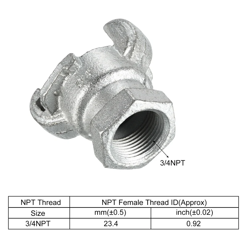 Air Hose Coupling Fitting, Malleable Cast Iron Female Thread Claw Quick Connector for Air Water Pipe