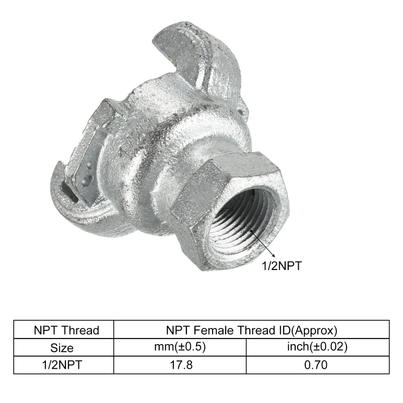 Air Hose Coupling Fitting, Malleable Cast Iron Female Thread Claw Quick Connector for Air Water Pipe