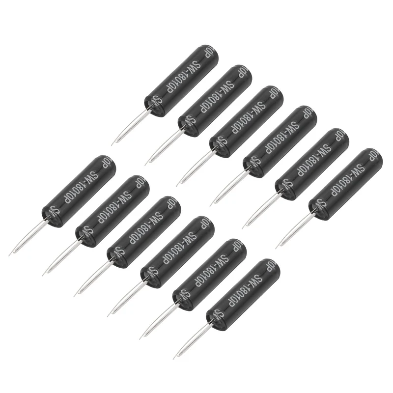 12Pcs SW-18010P 24V 0.2mA High Sensitivity Spring Vibration Sensor, Black