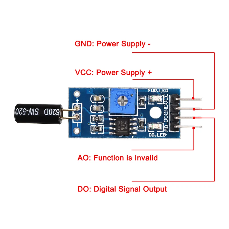 Angle Sensor Module SW-520D Ball Switch Tilt Sensor Module for Arduino 5pcs