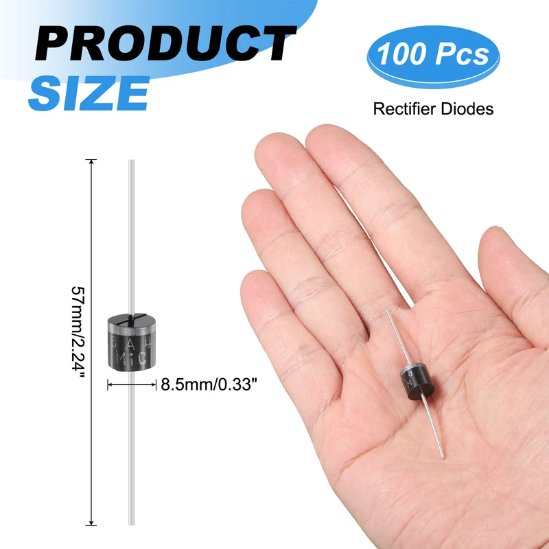100 Pcs 6A4 Rectifier Diode, 6A 400V R-6 Electronic Silicon Diodes
