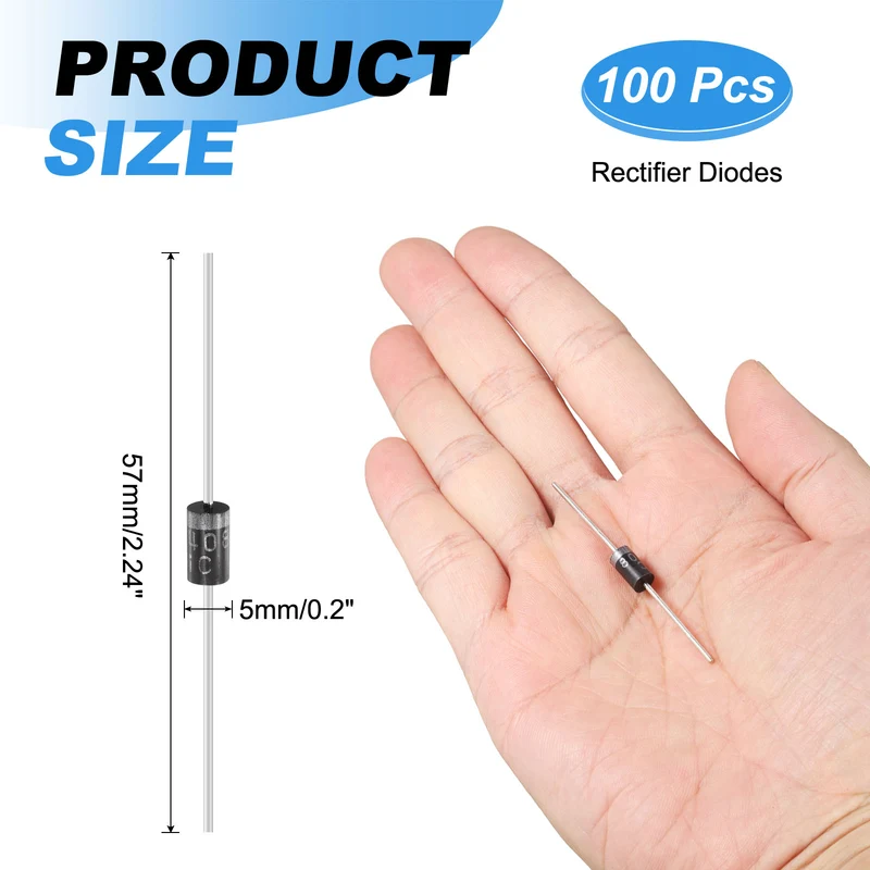 100 Pcs 1N5408 Rectifier Diode, 3A 1000V DO-27 Electronic Silicon Diodes