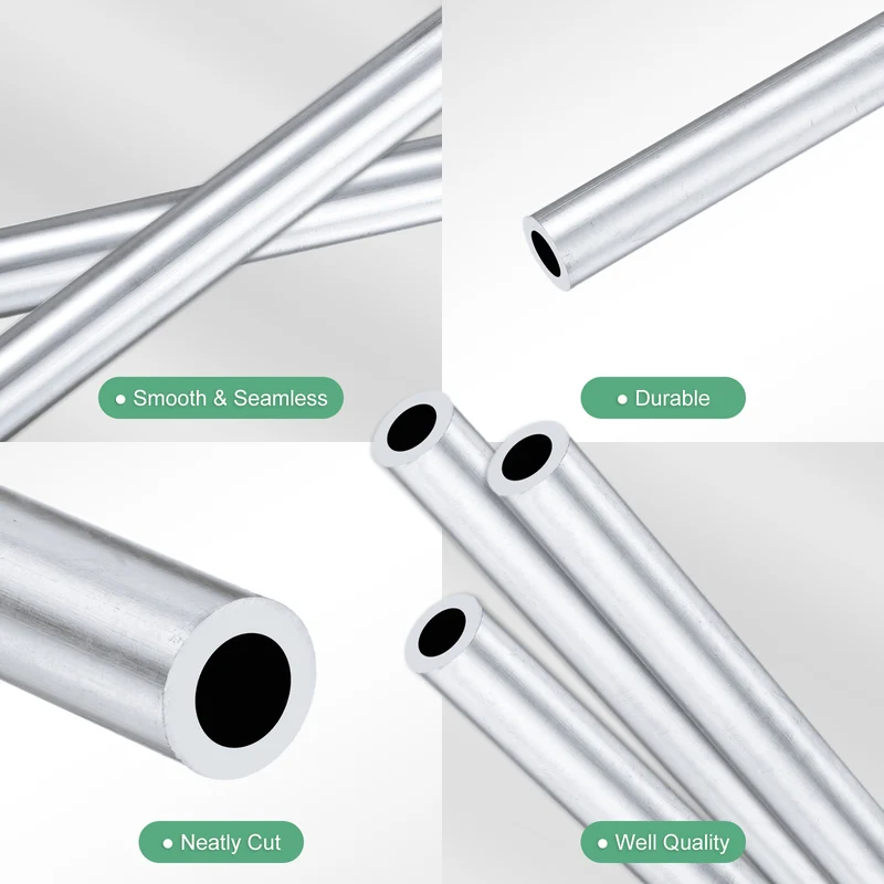 3-Pack 6063 Aluminum Round Tube, 5mmx8mm(IDxOD) 400mm Length Straight Tubing