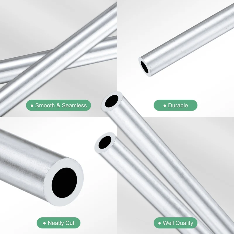 2-Pack 6063 Aluminum Round Tube, 5mmx8mm(IDxOD) 400mm Length Straight Tubing