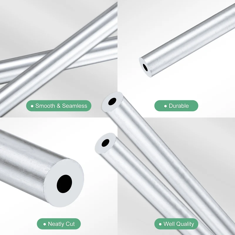 2-Pack 6063 Aluminum Round Tube, 3mmx8mm(IDxOD) 400mm Length Straight Tubing
