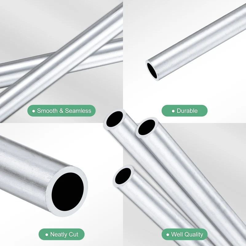 3-Pack 6063 Aluminum Round Tube, 6mmx8mm(IDxOD) 250mm Length Straight Tubing