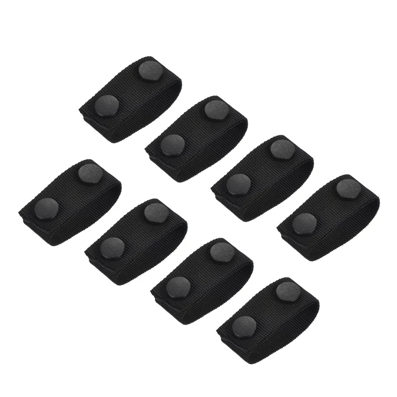 Belt Keeper, 8Pcs Nylon Webbing Loop Holder with Double Snaps for 2-2¼" Wide Belt Security Fixing, Black