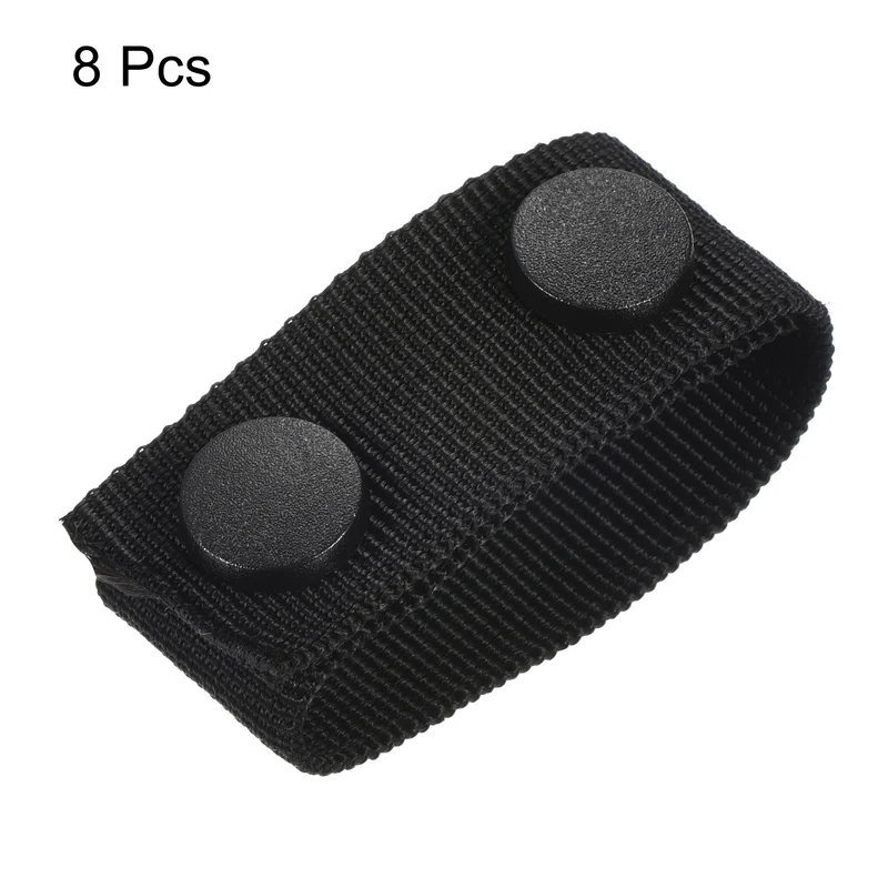 Belt Keeper, 8Pcs Nylon Webbing Loop Holder with Double Snaps for 2-2¼" Wide Belt Security Fixing, Black