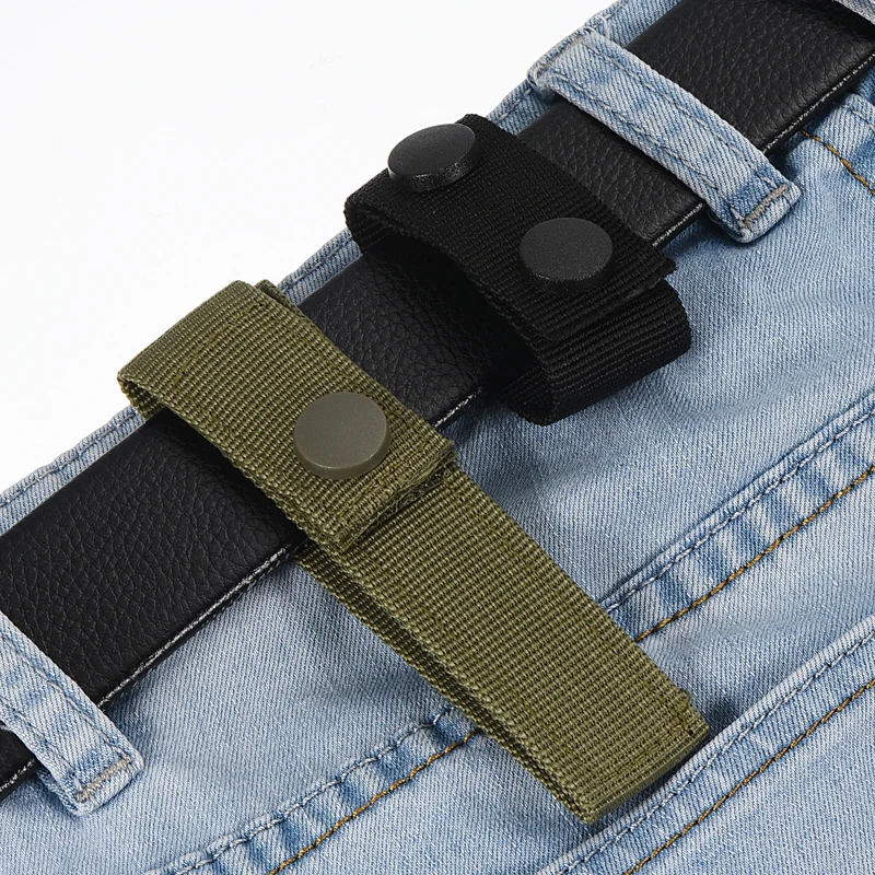Belt Keeper, 8Pcs Nylon Webbing Loop Holder with Double Snaps for 2-2¼" Wide Belt Security Fixing, Black