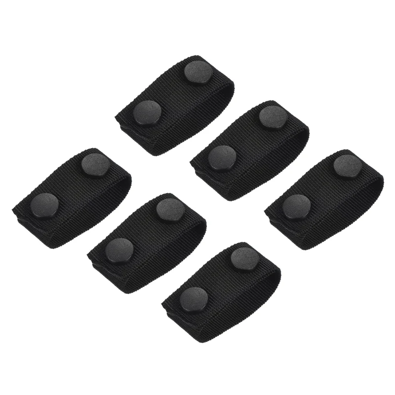 Belt Keeper, 6Pcs Nylon Webbing Loop Holder with Double Snaps for 2-2¼" Wide Belt Security Fixing, Black
