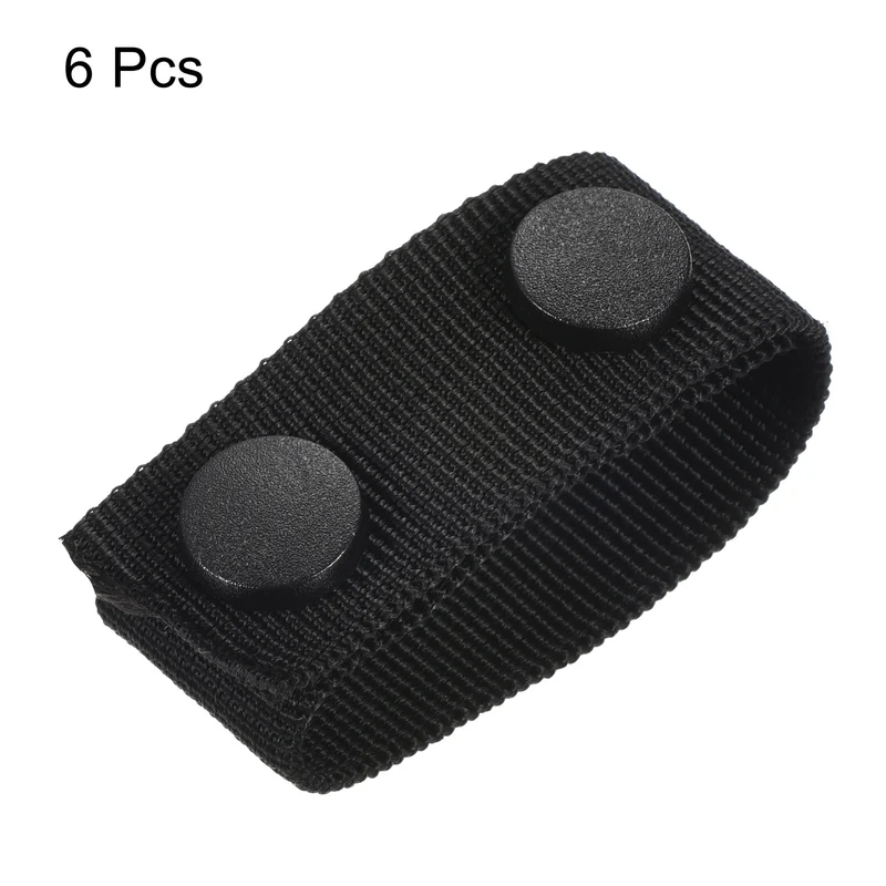 Belt Keeper, 6Pcs Nylon Webbing Loop Holder with Double Snaps for 2-2¼" Wide Belt Security Fixing, Black