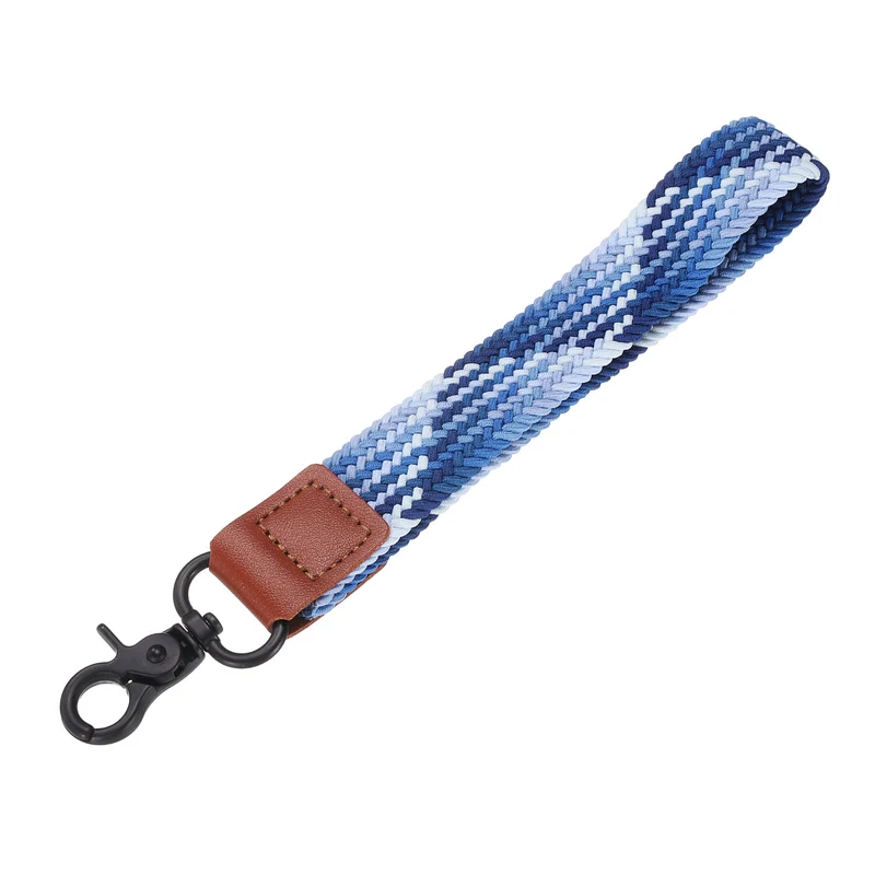 Wrist Lanyard Keychain, Braided Wristlet Strap with Black Clasp, Blueberry