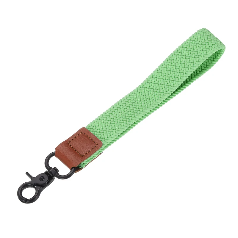 Wrist Lanyard Keychain, Braided Wristlet Strap with Black Clasp, Green