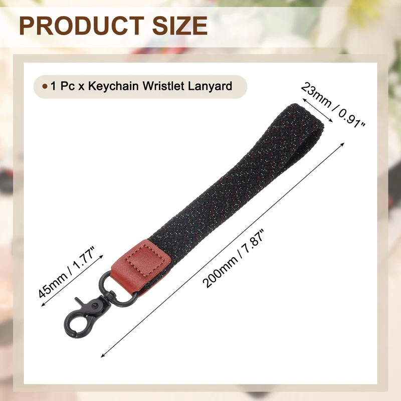 Wrist Lanyard Keychain, Braided Wristlet Strap with Black Clasp, Starry Night