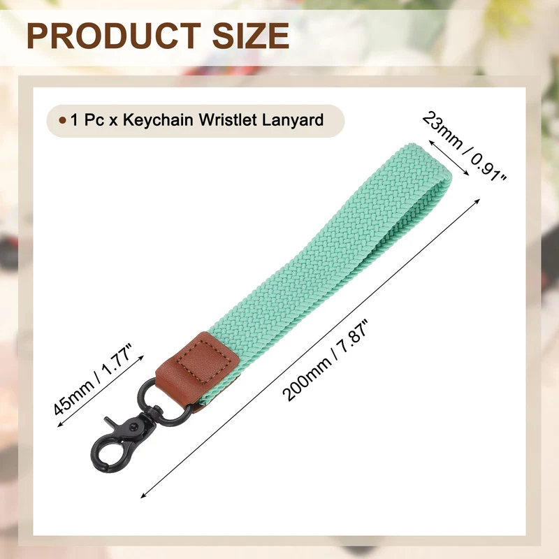 Wrist Lanyard Keychain, Braided Wristlet Strap with Black Clasp, Lake Blue