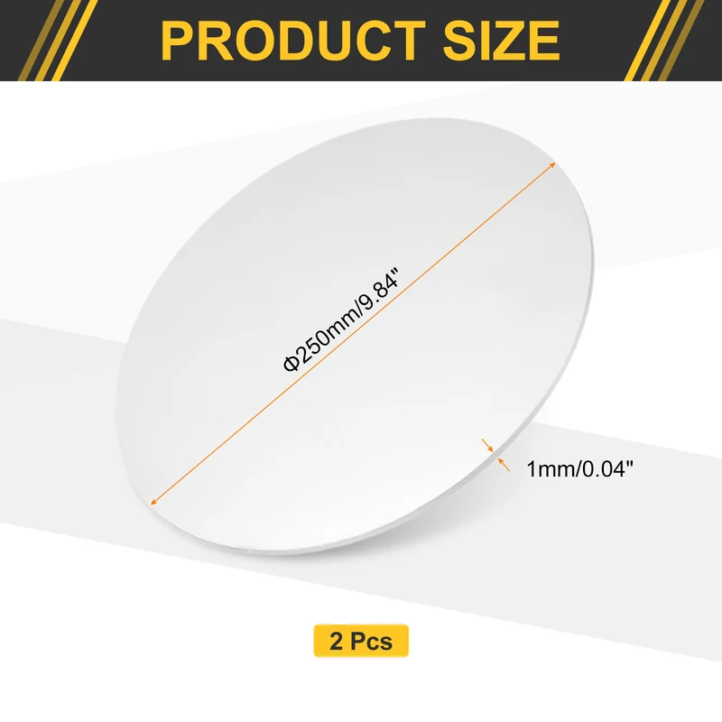 2Pcs Aluminum Disc 10"(250mm) Dia 0.04"(1mm) Thick Round 5052 Aluminum Sheets