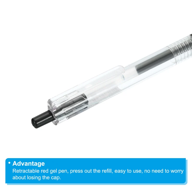 Black Gel Pen,18Pcs Fine Point Clear W Black Soft Grip,0.5mm Roller Ball 140mm