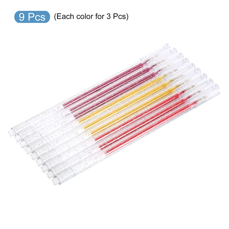 9 in 1 Glitter Gel Pens Metallic Sparkle Liquid Pen Light Light Gold Red Purple