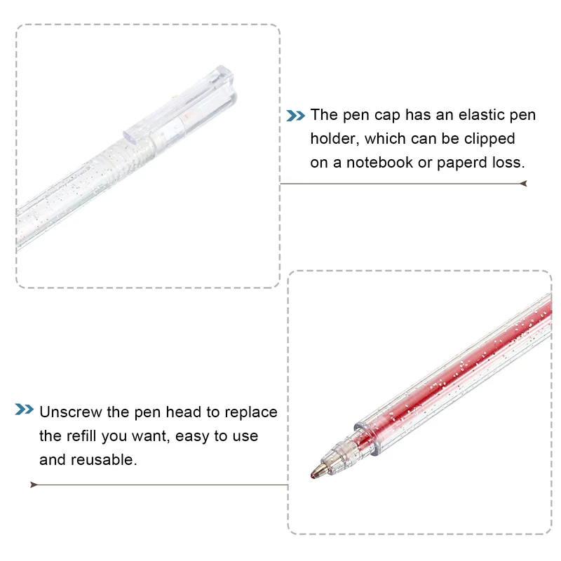 9 in 1 Glitter Gel Pens Metallic Sparkle Liquid Pen Light Light Gold Red Purple