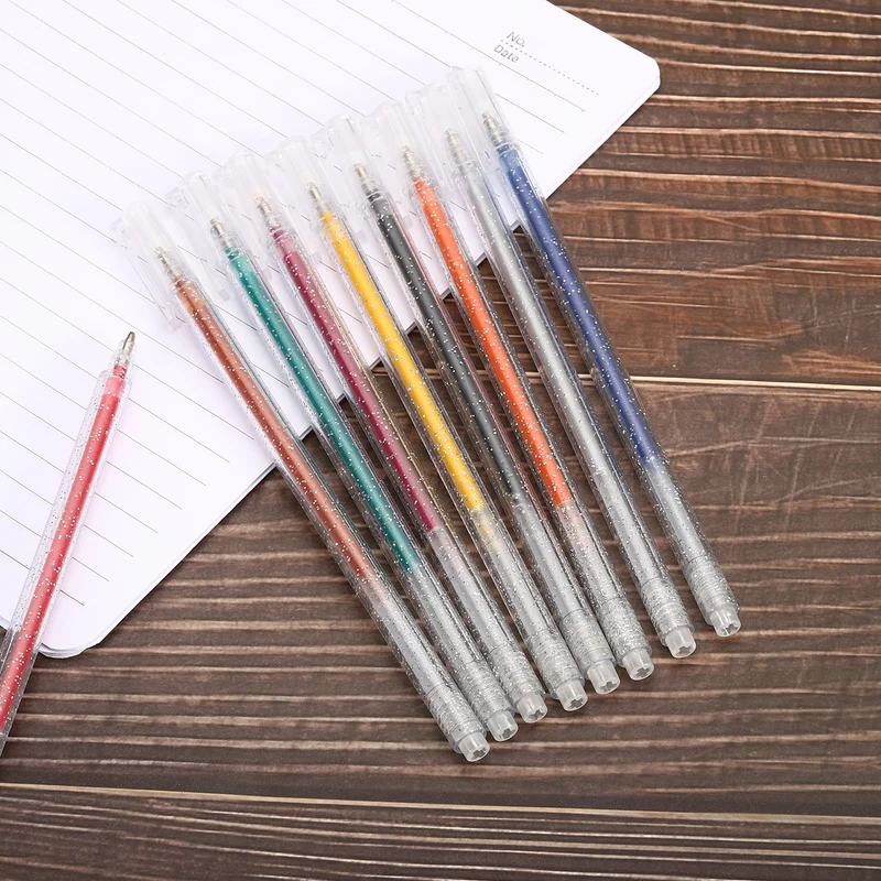 9 in 1 Glitter Gel Pens Metallic Sparkle Liquid Pen Light Light Gold Red Purple
