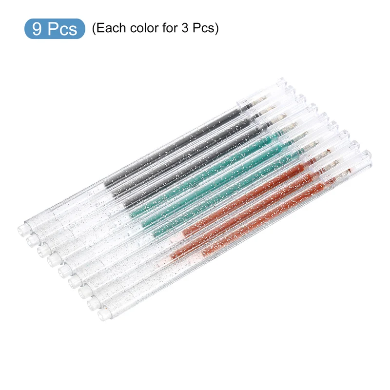 9 in 1 Glitter Gel Pens Metallic Sparkle Liquid Pen Light Green Brown Black