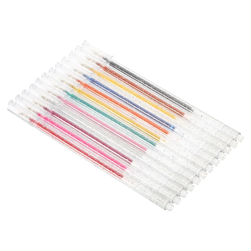 12 in 1 Glitter Gel Pens Metallic Sparkle Liquid Pen Light Multicolor