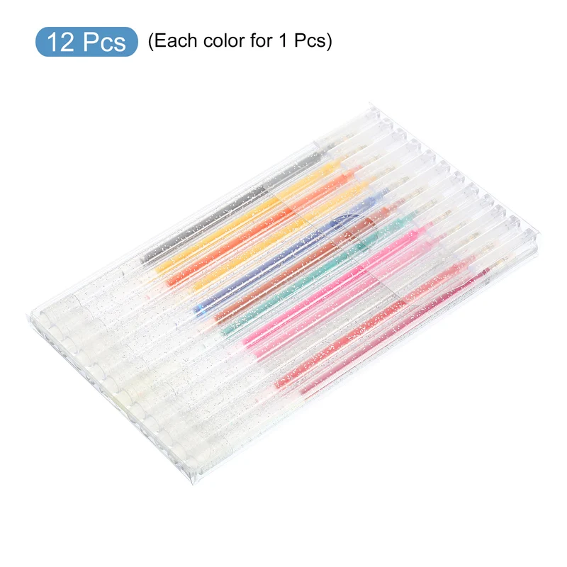 12 in 1 Glitter Gel Pens Metallic Sparkle Liquid Pen Light Multicolor