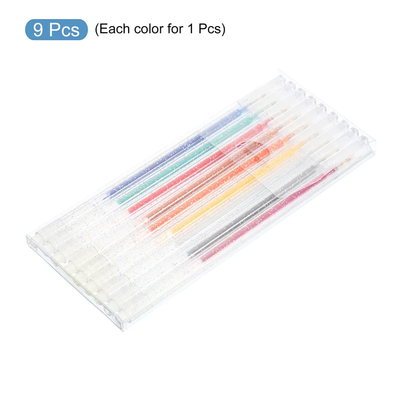 Glitter Gel Pens, 9 Colors Dual Metallic Ink Sparkle Pens 1mm Liquid Glitter Iridescent Gel Pen for Coloring Books, Multicolor