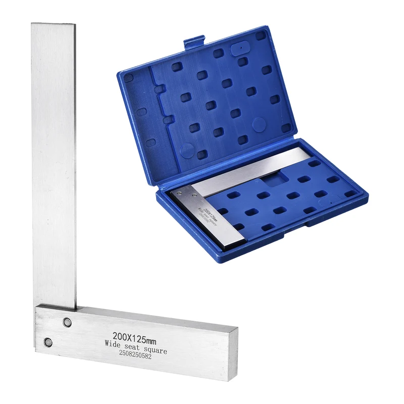 Machinist Square 7.87" x 4.92" x 0.57" Carbon Steel Engineer Square, Silver