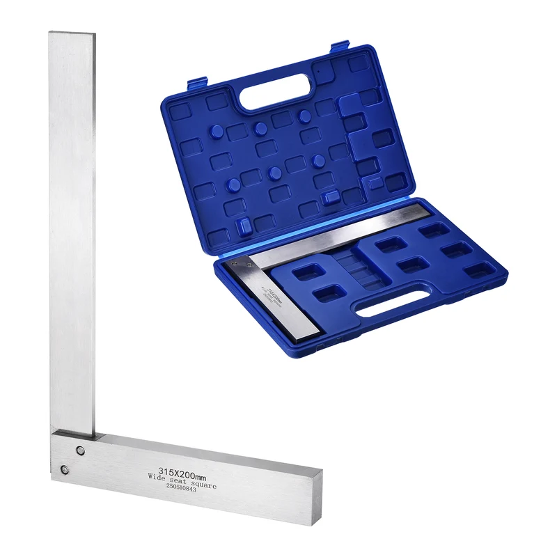 Machinist Square 12.4" x 7.87" x 0.75" Carbon Steel Engineer Square, Silver