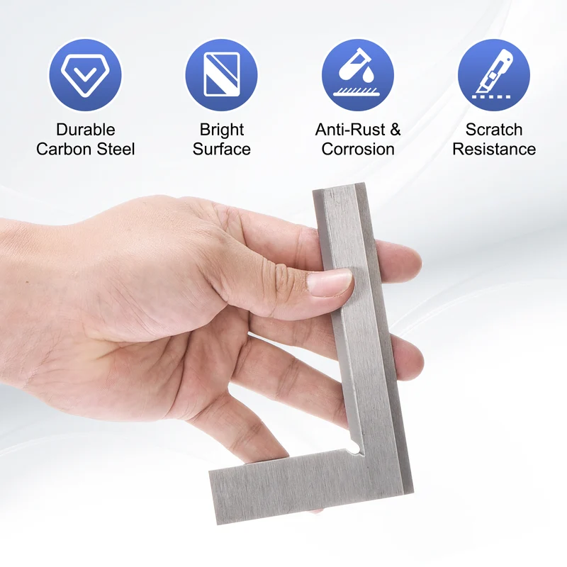 Machinist Square 4.92" x 3.15" x 0.22" Carbon Steel Engineer Square, Silver