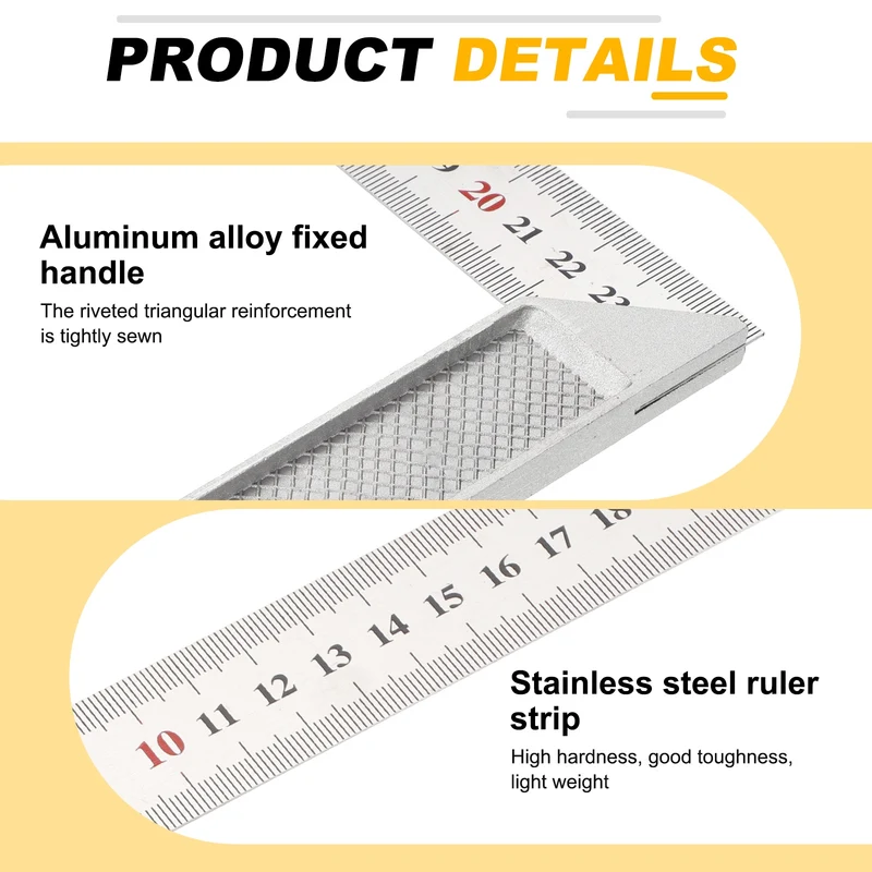 10" High Precision 90 Degree Stainless Steel Woodworking Square, Silver