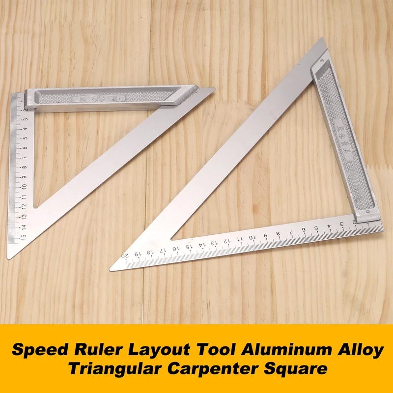 8" Speed Ruler Layout Tool Aluminum Alloy Triangular Carpenter Square