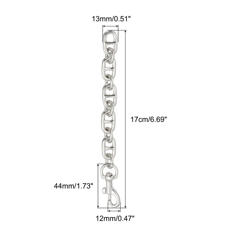 2Pcs 17cm/6.7" Alloy Purse Strap Extender Bag Chain for Handbag Clutch, Silver
