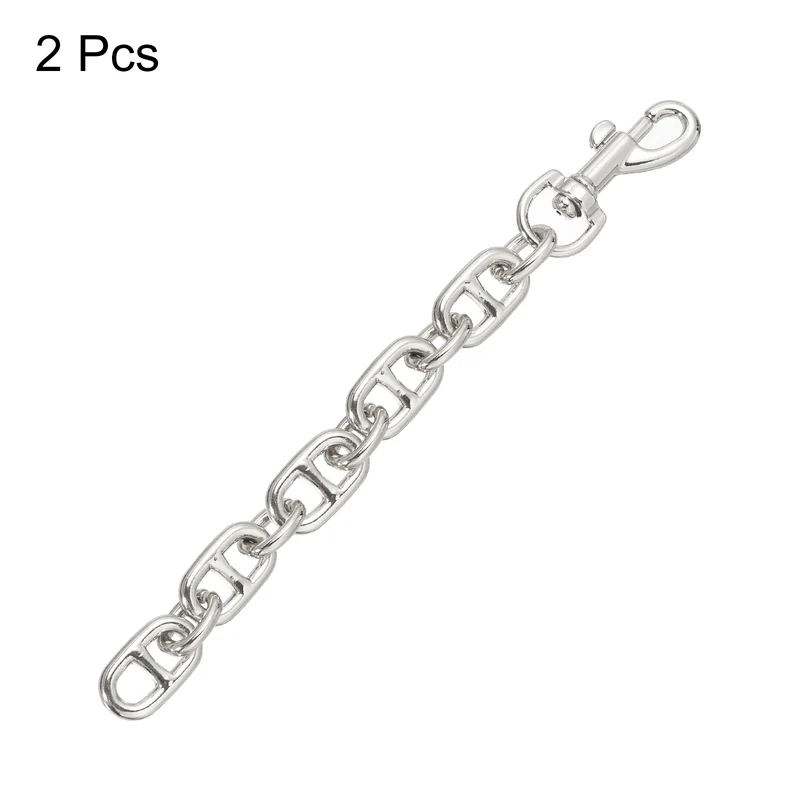 2Pcs 17cm/6.7" Alloy Purse Strap Extender Bag Chain for Handbag Clutch, Silver